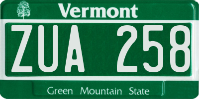 VT license plate ZUA258