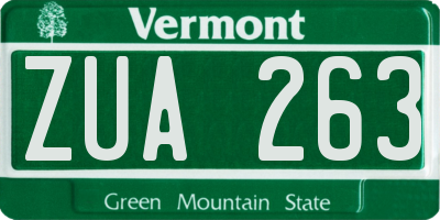 VT license plate ZUA263