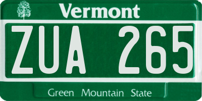 VT license plate ZUA265