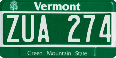 VT license plate ZUA274