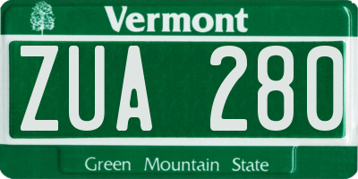 VT license plate ZUA280
