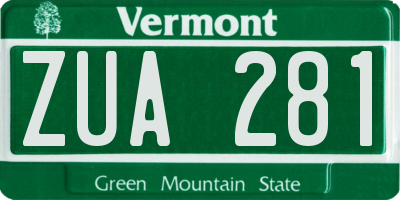 VT license plate ZUA281