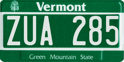 VT license plate ZUA285