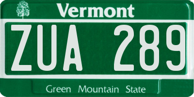 VT license plate ZUA289