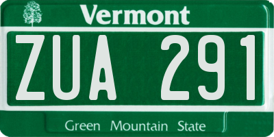 VT license plate ZUA291