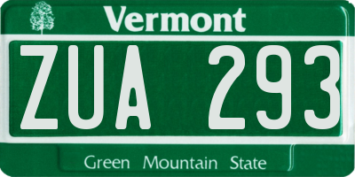 VT license plate ZUA293