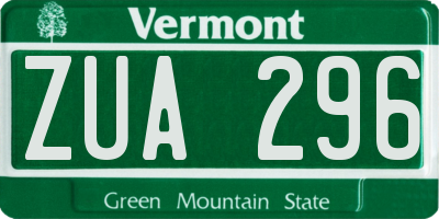 VT license plate ZUA296