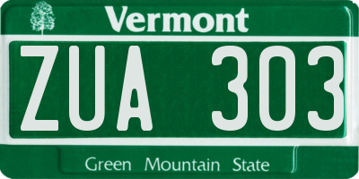 VT license plate ZUA303