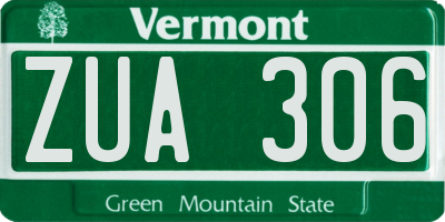 VT license plate ZUA306