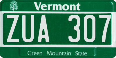 VT license plate ZUA307