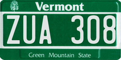 VT license plate ZUA308
