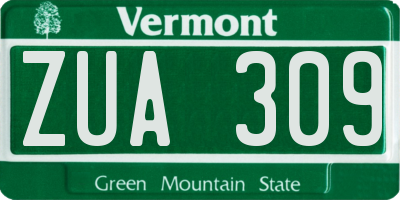 VT license plate ZUA309