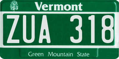 VT license plate ZUA318