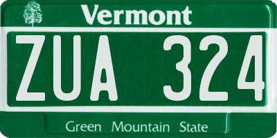 VT license plate ZUA324