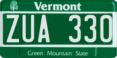 VT license plate ZUA330