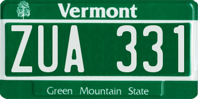 VT license plate ZUA331
