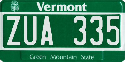 VT license plate ZUA335