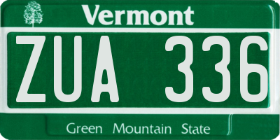 VT license plate ZUA336