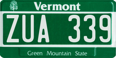 VT license plate ZUA339