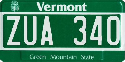 VT license plate ZUA340