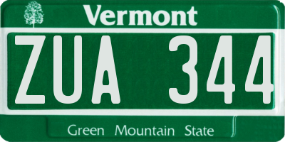VT license plate ZUA344