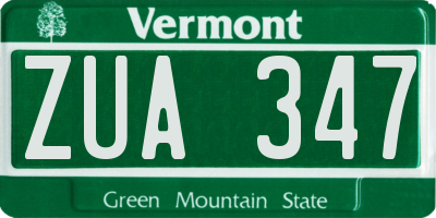 VT license plate ZUA347