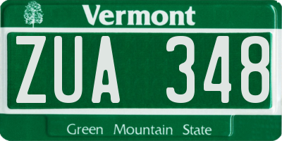 VT license plate ZUA348