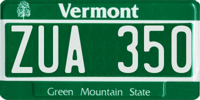 VT license plate ZUA350