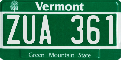 VT license plate ZUA361