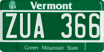 VT license plate ZUA366