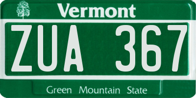 VT license plate ZUA367