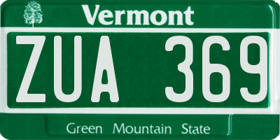VT license plate ZUA369