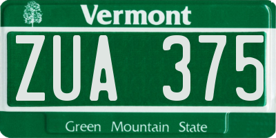 VT license plate ZUA375