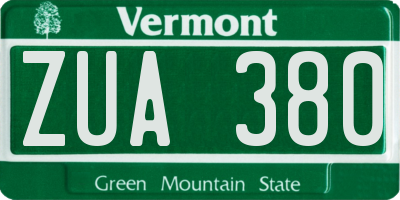 VT license plate ZUA380