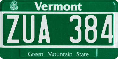 VT license plate ZUA384