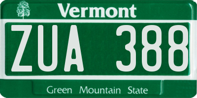 VT license plate ZUA388
