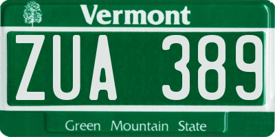 VT license plate ZUA389