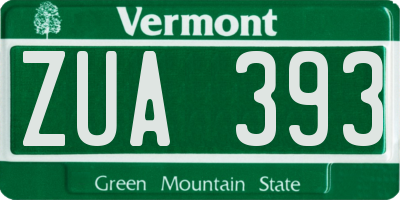 VT license plate ZUA393