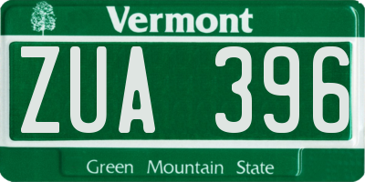 VT license plate ZUA396