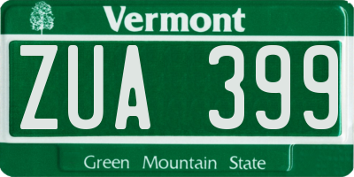 VT license plate ZUA399