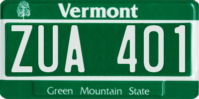 VT license plate ZUA401