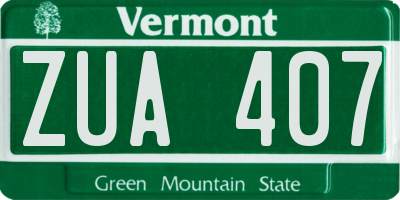 VT license plate ZUA407