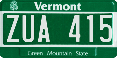 VT license plate ZUA415