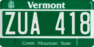 VT license plate ZUA418