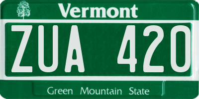 VT license plate ZUA420