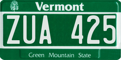 VT license plate ZUA425