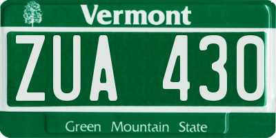 VT license plate ZUA430