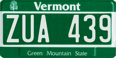 VT license plate ZUA439