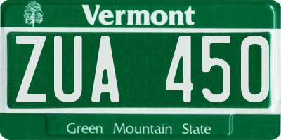 VT license plate ZUA450