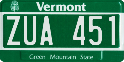 VT license plate ZUA451